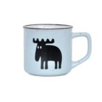 Mugg Moz pastell blå med svart älgmotiv