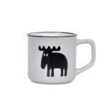 Mugg Moz pastell grå med svart älgmotiv