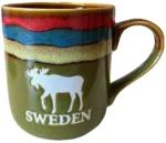Mugg Stengods Sverige Älg Grön