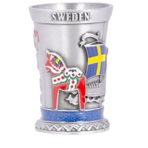 SHOTGLAS METALL VIKING, ÄLG, DALAHÄST M. GLITTER