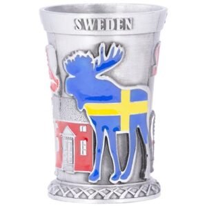 Shotglas metall Dalahäst, Älg Sweden