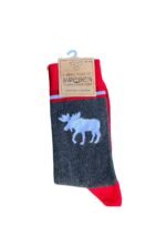 Strumpa röd/grå älg - 36-40