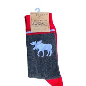 Strumpa röd/grå älg - 36-40