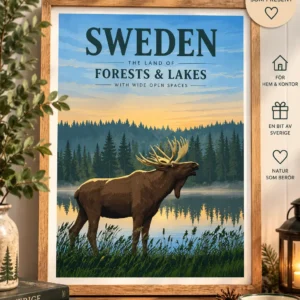Svenskt motiv med älg.
