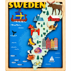 Sverigekarta i trä