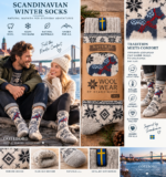 Wool socks dala horse blue