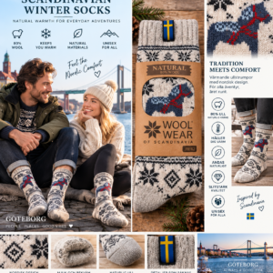 Wool socks dala horse blue
